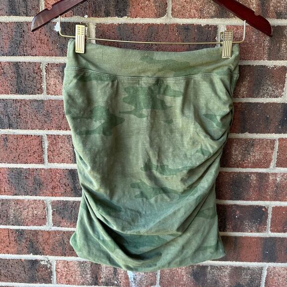 Sm NWOT Sundry Soleil Camo Mini Skirt USA Made Evereve Ruched Streetwear Army 00 - Picture 3 of 8